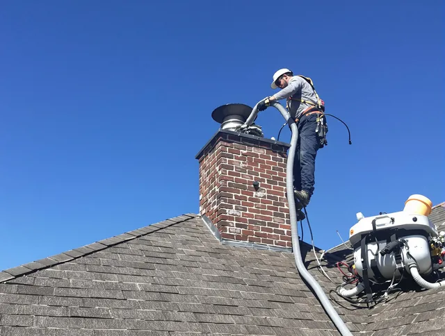 Dedicated Northborough Chimney Sweep team member cleaning a chimney in Northborough, MA