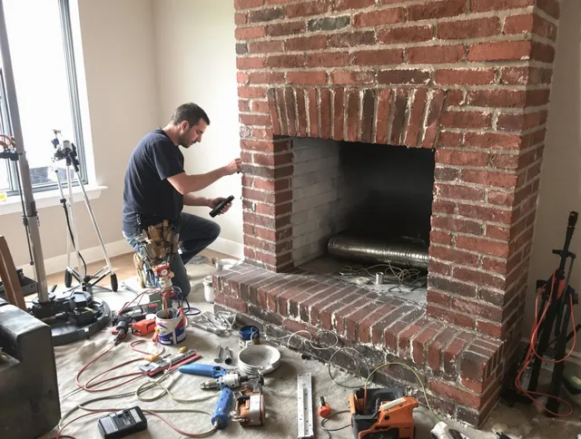 Northborough Chimney Sweep specialist finalizing chimney liner service in Northborough, MA