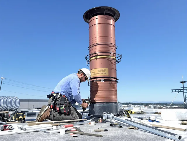 Installed chimney liner by Northborough Chimney Sweep in Northborough, MA
