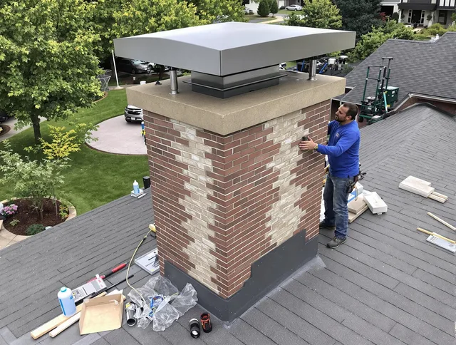 Northborough Chimney Sweep team working on a custom chimney remodel in Northborough, MA