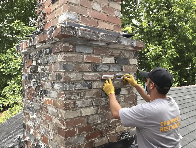 In-progress chimney restoration by Northborough Chimney Sweep in Northborough, MA