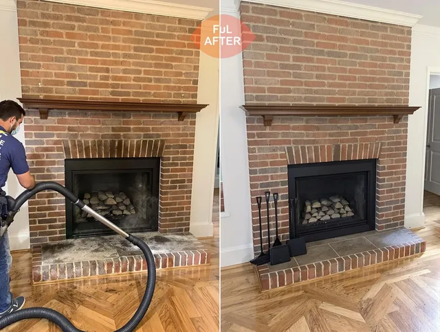 Northborough Chimney Sweep carefully sanitizing a fireplace in Northborough, MA