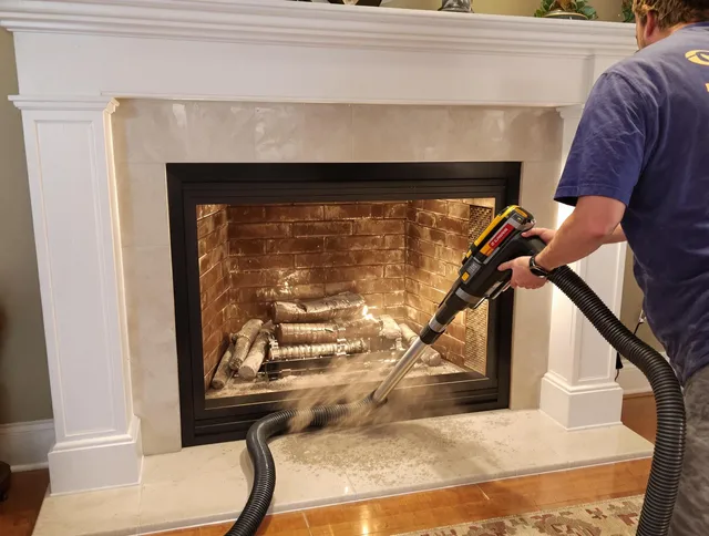 Fireplace cleaning performed by Northborough Chimney Sweep in Northborough, MA