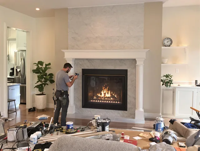Newly installed fireplace by Northborough Chimney Sweep in Northborough, MA